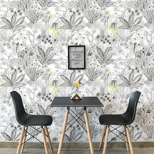 Miniatura 7 de Wudnaye Papel tapiz floral gris para despegar y pegar, papel de contacto vintage de 17.7 x 393.6 pulgadas, papel tapiz autoadhesivo de flores, papel