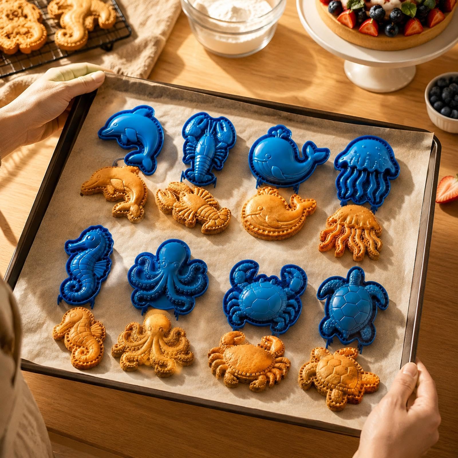 Set stampi per Torte Fatte a Mano Sea Creature con 8 Presse, A
