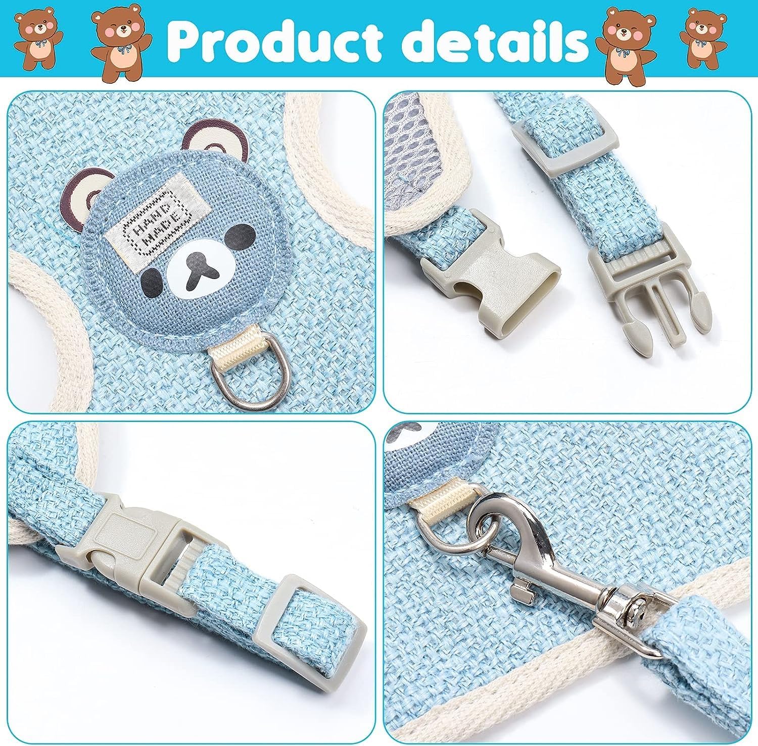 Kaninchen Geschirr Mit Leine - Weich, Verstellbar, 120cm, Ausbruchsicher