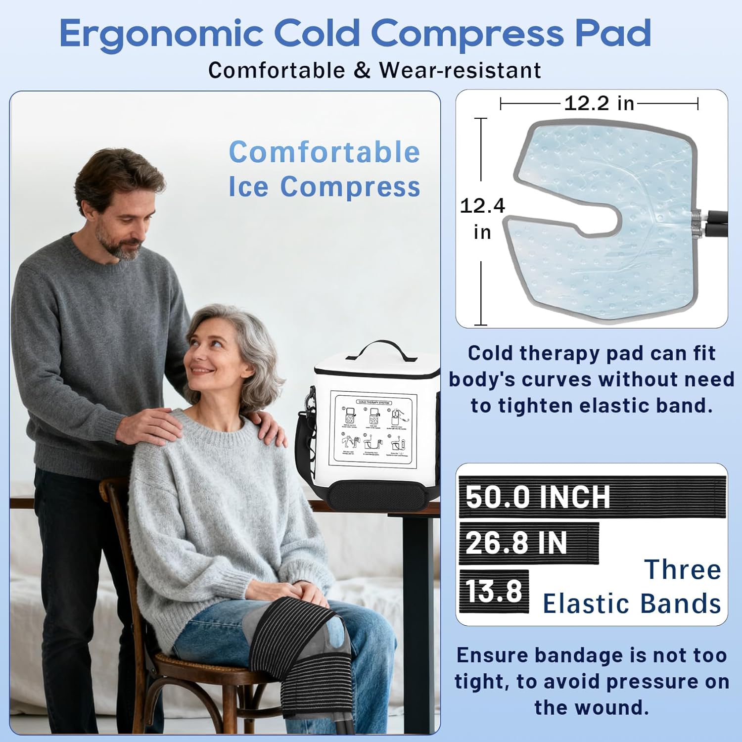 Ice Therapy Machine with Programable Timer & Cold Compress Pads for Knees, Shoulders, Portable Knee Ice Machine for Knee Replacement, Cycle/Timed/Continuous Working Modes, 5 Icing Intensity