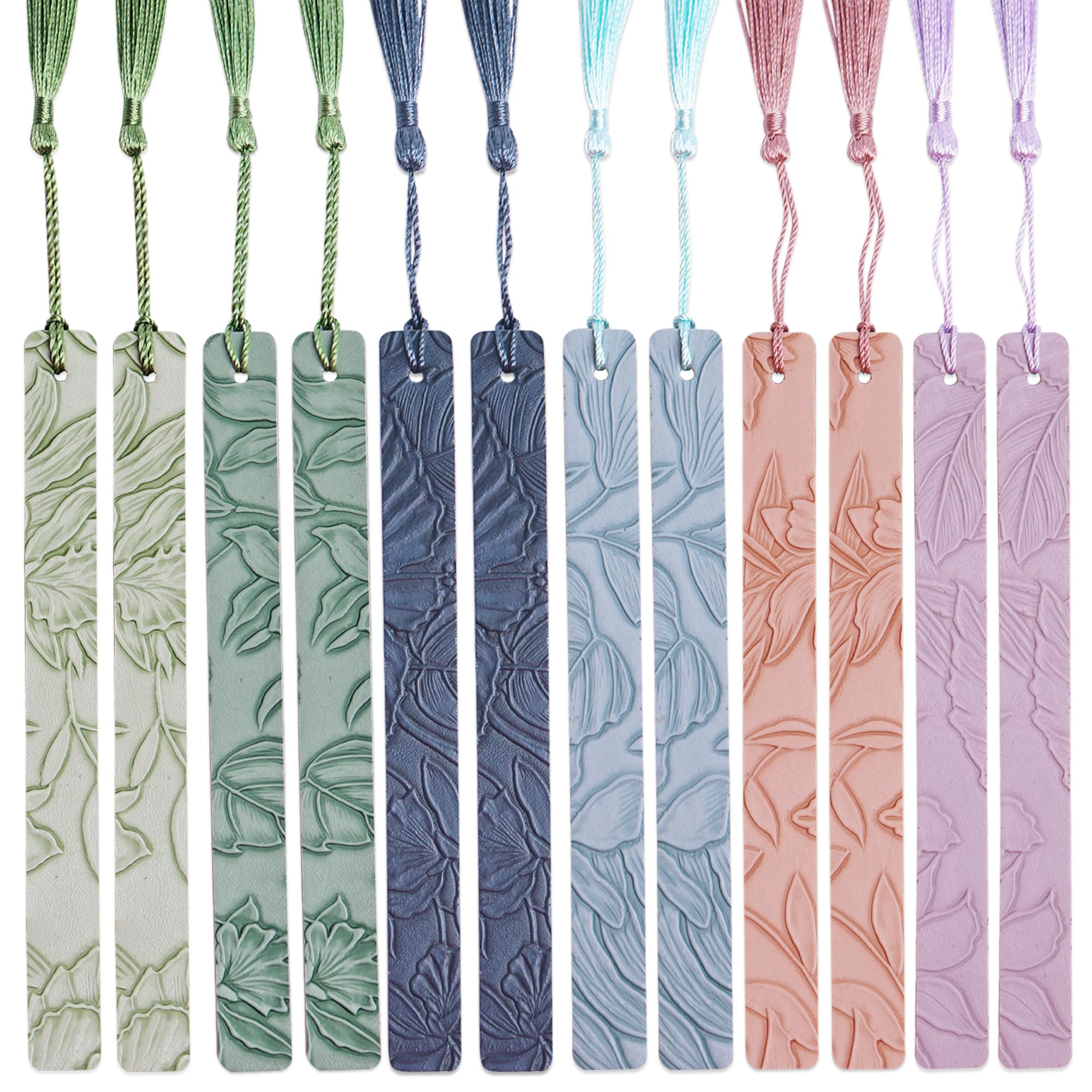 Czzmy 12 Pcs Pastel Leather Bookmarks Colorful for Women Students Teachers Book Lovers Reading Supplies(12colors5)