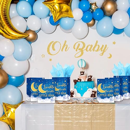 Miniatura 4 de TaoBary 16 bolsas de regalo de estrella pequeña con 16 pañuelos parpadeantes de estrellas, luna, recuerdos de fiesta, bolsas de papel para dulces