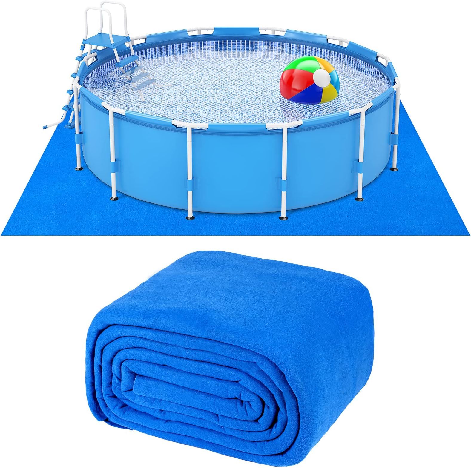 Woanger 18 ft Pool Liner for Above Ground Pools Blue Swimming Pool Pad Pool Ground