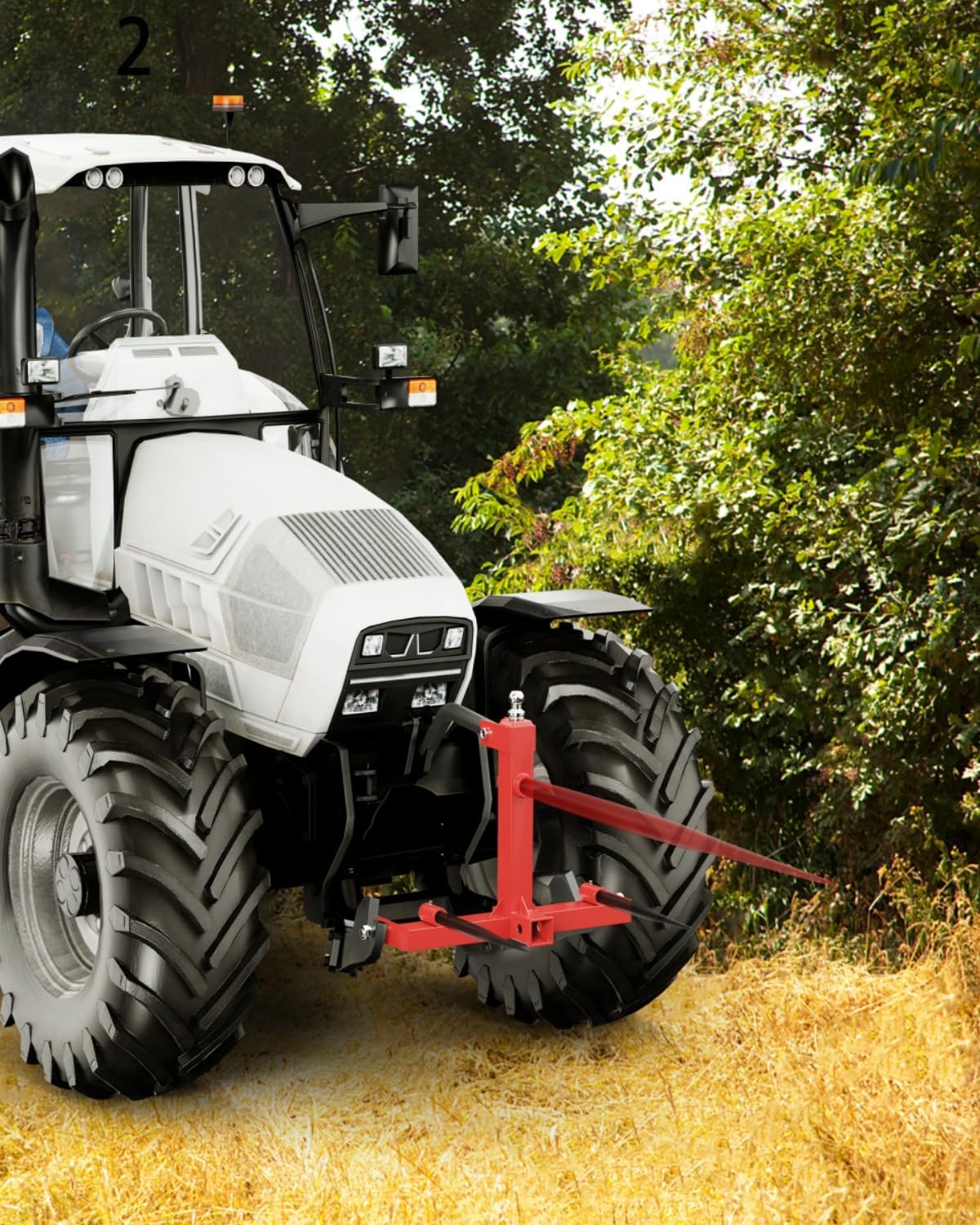 Garvee Fourche à foin 49" pour tracteurs et chargeurs, capacité 4500 lb, attache rapide, 2 pics stabilisateurs, écrou hexagonal, robuste – Idéale pour bottes de foin, Accessoire agricole
