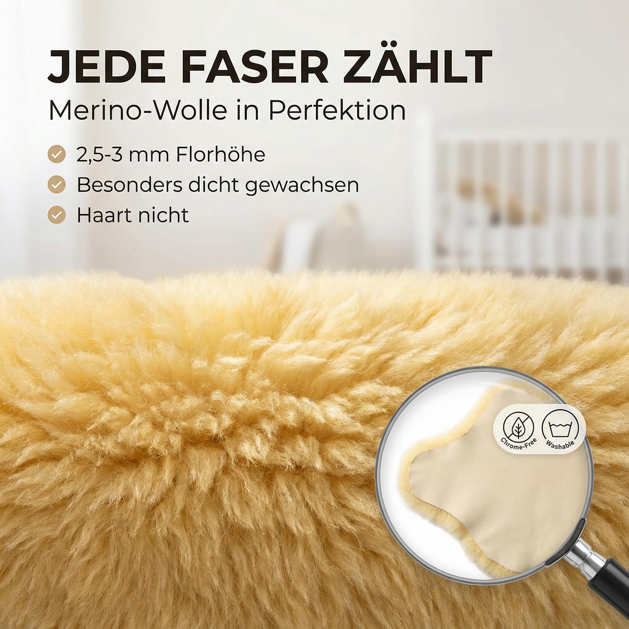 Pelle di agnello Merino per bambini. LANABEST premium qualita prodotta in Germania. Lavabile a 30 °. Particolarmente morbide, accoglienti e poco odorose. Senza cromo. BIO-QUALITA di cui ti puoi fidare = qualità del regalo. Lunghezza della pelle circa 70 c