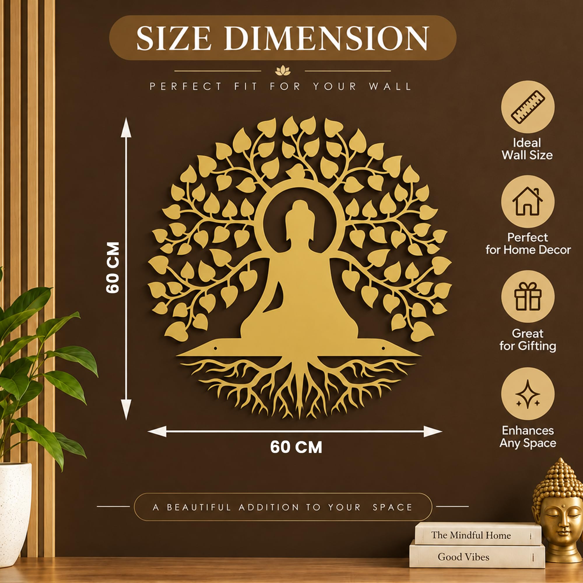 Metal Buddha Wall Art - Serene Home Decor -3
