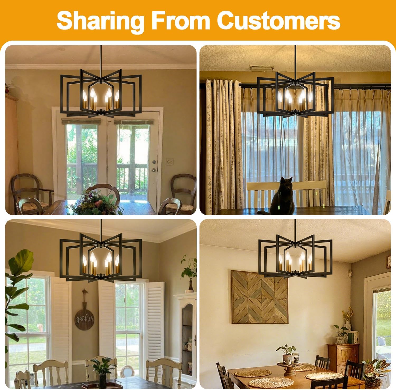 28" Modern Black and Gold No Assembly Required Chandelier for Dining Room, Black and Gold Dining Room Light Fixture Over Table, Industrial Metal Hanging Pendant Light for Kitchen Island, Entryway