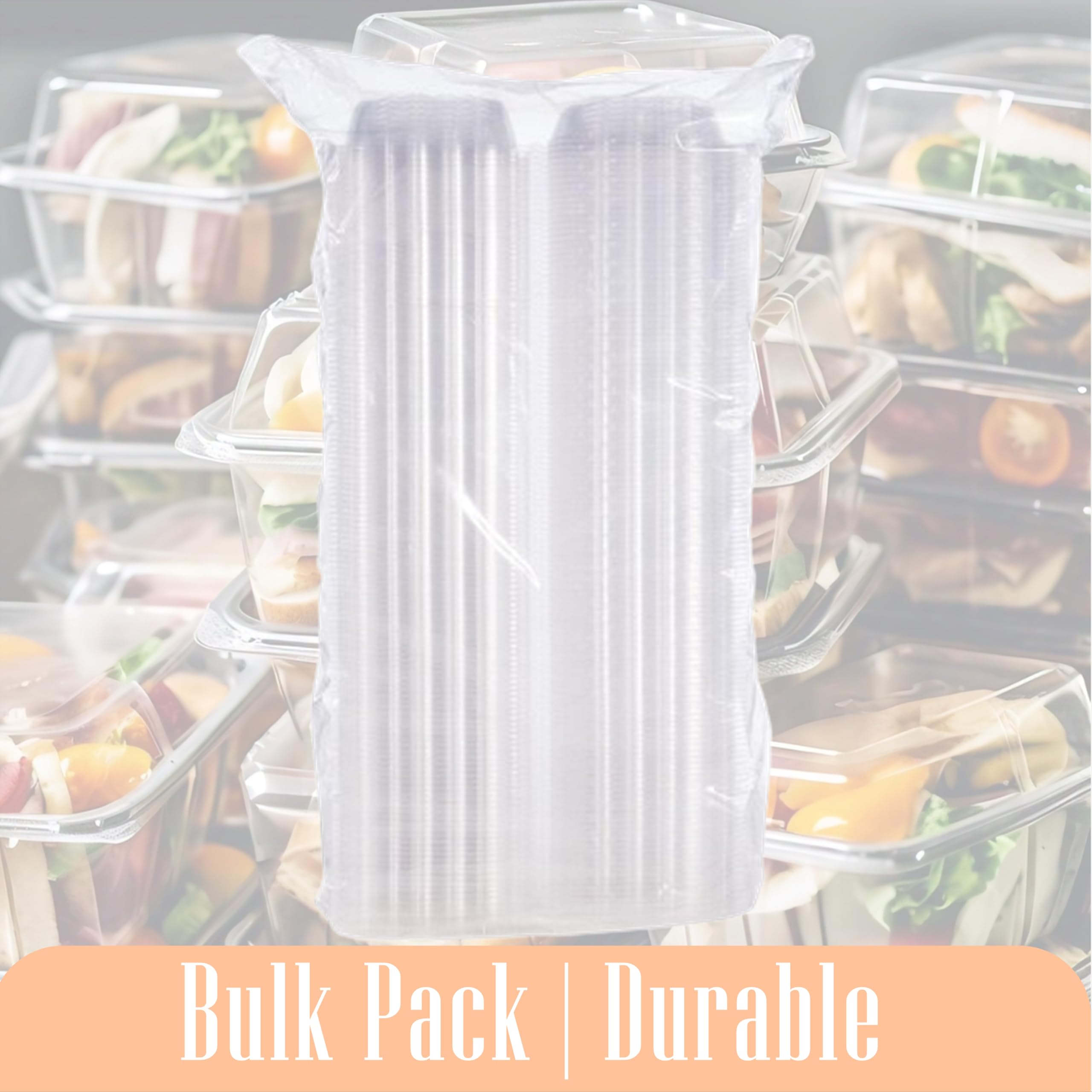 GTYOPR 6x6 Inch Disposable Plastic Food Containers With Lids - 50 Pack, Hinge Clamshell For Takeout, Burgers, Salads - View #8