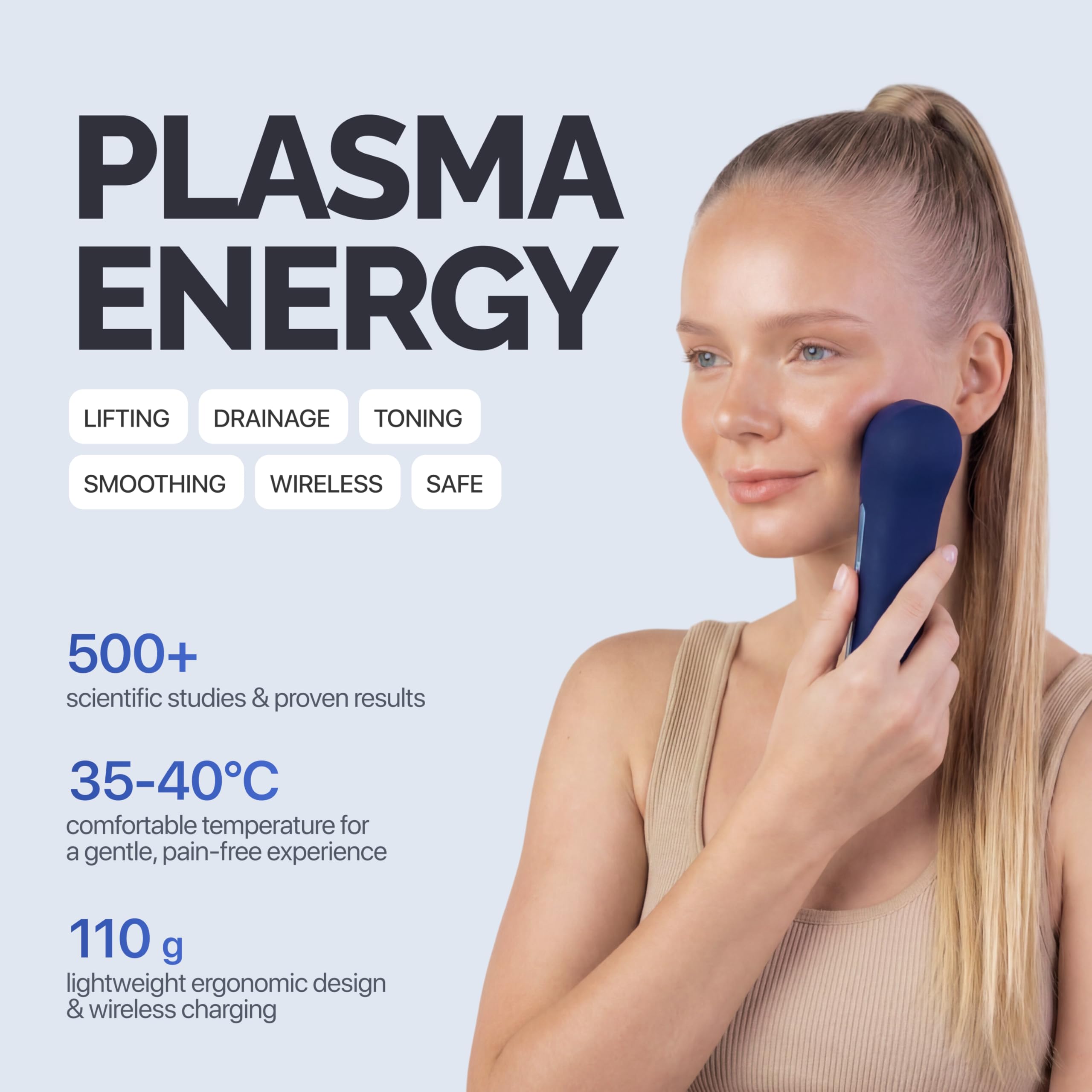 GESS Plasma Energy - Massaggiatore al plasma a freddo con piastra in ceramica, per la cura della pelle del viso, ad alta frequenza per acne, per pelli sensibili