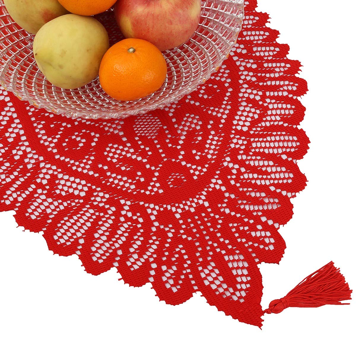 Mookaitedecor Runner Da Tavola In Pizzo Bianco, 33 X 89 Cm, Per