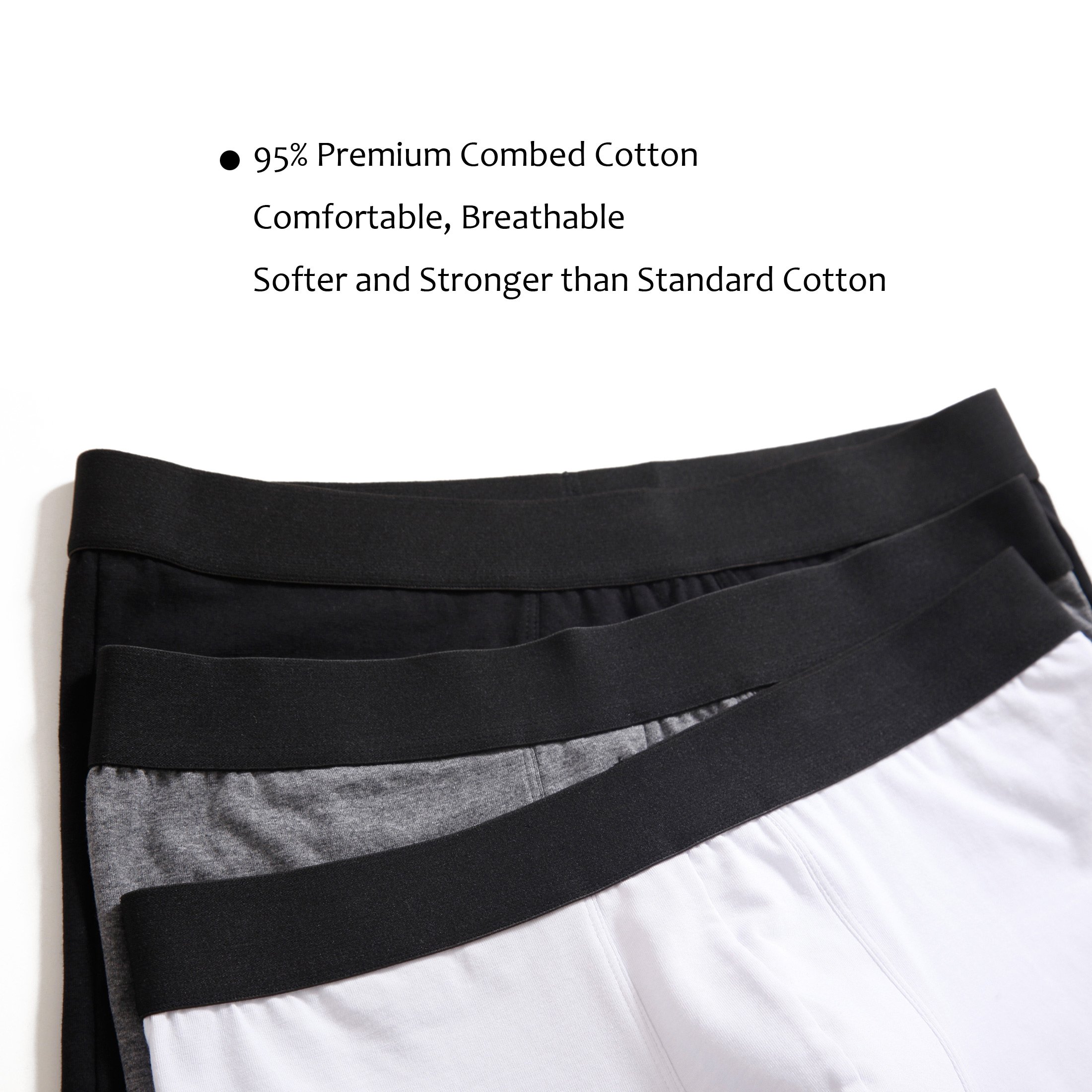 ZLYC Men Long Leg Cotton Boxer Shorts Underwear, 3/4 Pack