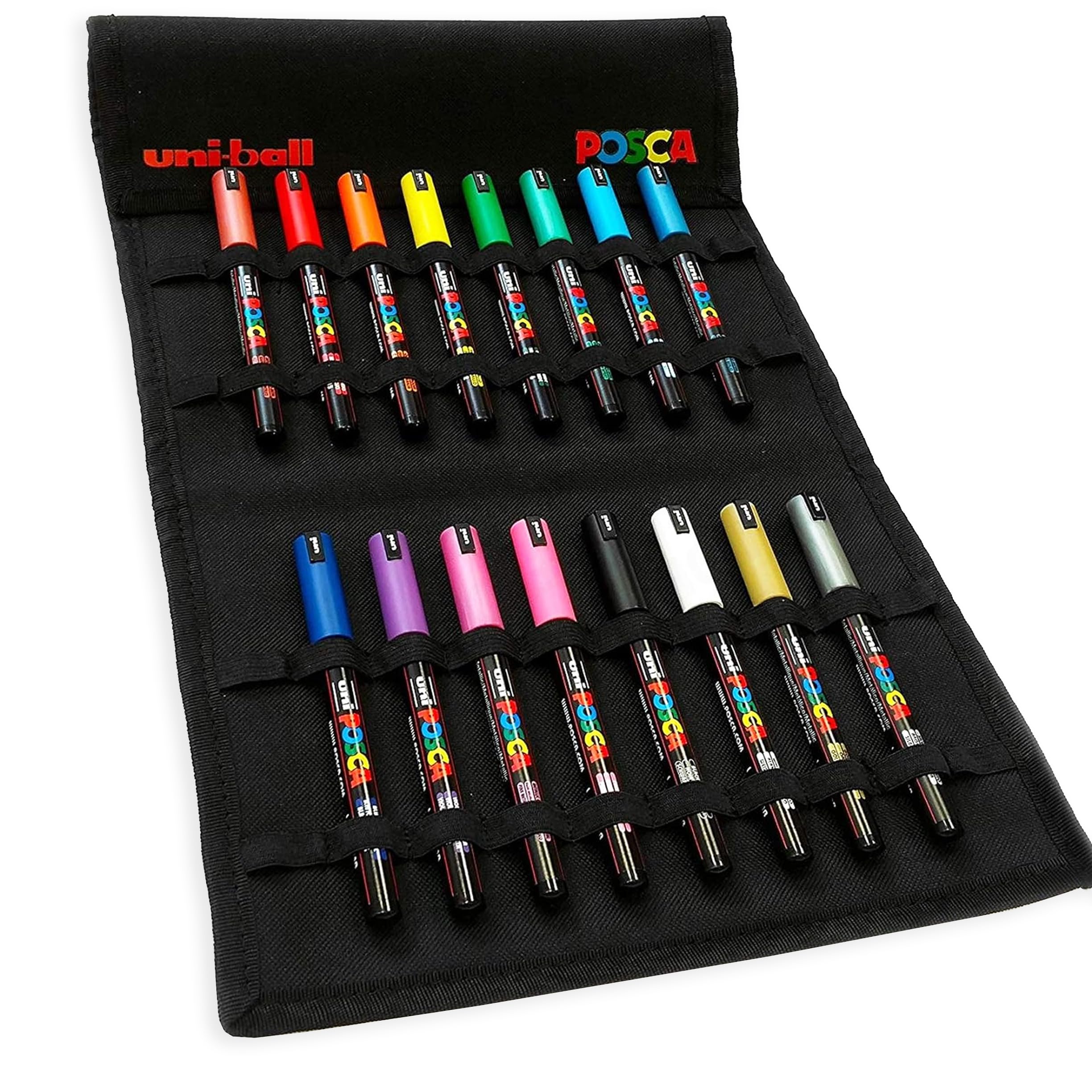 Posca PC-1MR Farbstifte, Farbmarker, 0,7 mm, 16 Stück in Leinwandfolie