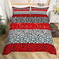 Vista 15 de Juego de ropa de cama geométrica roja, gris y negra, funda de edredón con círculo geométrico para niños, niñas, hombres, dormitorio, diseño