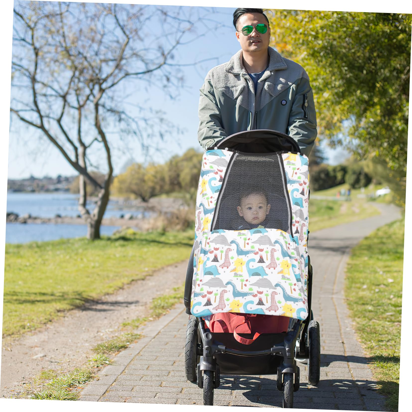 TOYANDONA 3pièces Housse De Siège Auto pour avec Motif Dinosaure Couverture Complète pour Poussette Et Siège Auto Confortable Et Respirante Idéale pour Extérieur Et