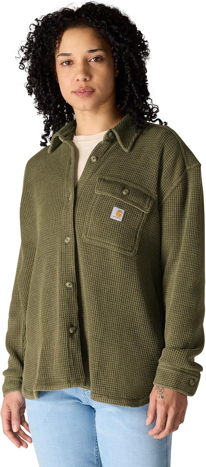 Carhartt Womens Oversized-fit Heavyweight Waffle Knit Shirt
