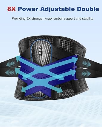 Back Support Belt for Lower Back Pain for Men and Women, 8X Powerful Back Brace Bionic Support with Soft 3D Pad, Breathable Lumbar Support Belt for Sciatica,Herniated Disc,Scoliosis(Black,M)