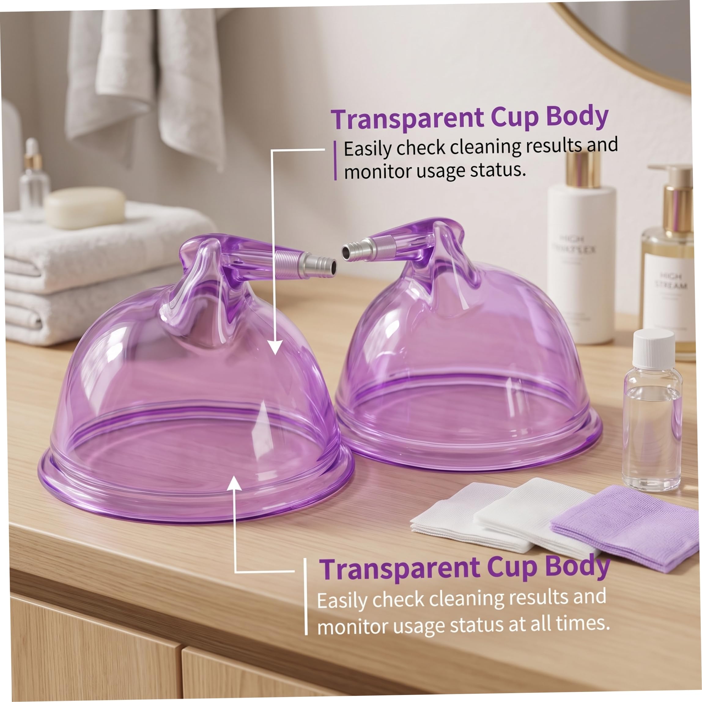 Po-Lifting-Maschine – 1 Paar extra große Körperformungsbecher mit Saugnapf zum Formen, Lila, 8, 35 x 7, 09 x 6, 10 Zoll