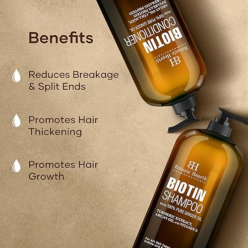 Miniatura 7 de BOTANIC HEARTH Juego de champú y acondicionador de biotina con aceite de jengibre y queratina para pérdida de cabello y adelgazamiento del cabello