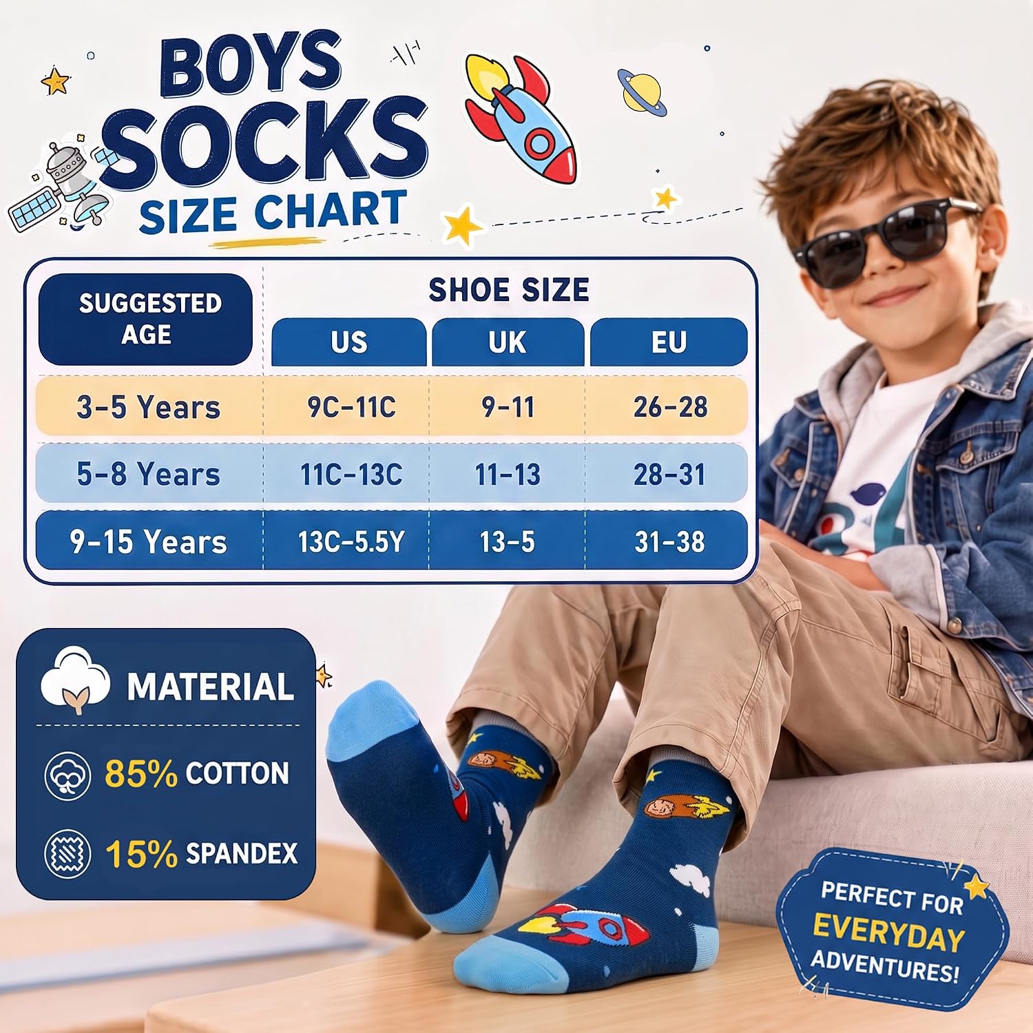 EBMORE Kids Girls Boys Socks Cotton Crew Cute Animal Pattern Fashion Fun Novelty Socks 6 Pack image 5