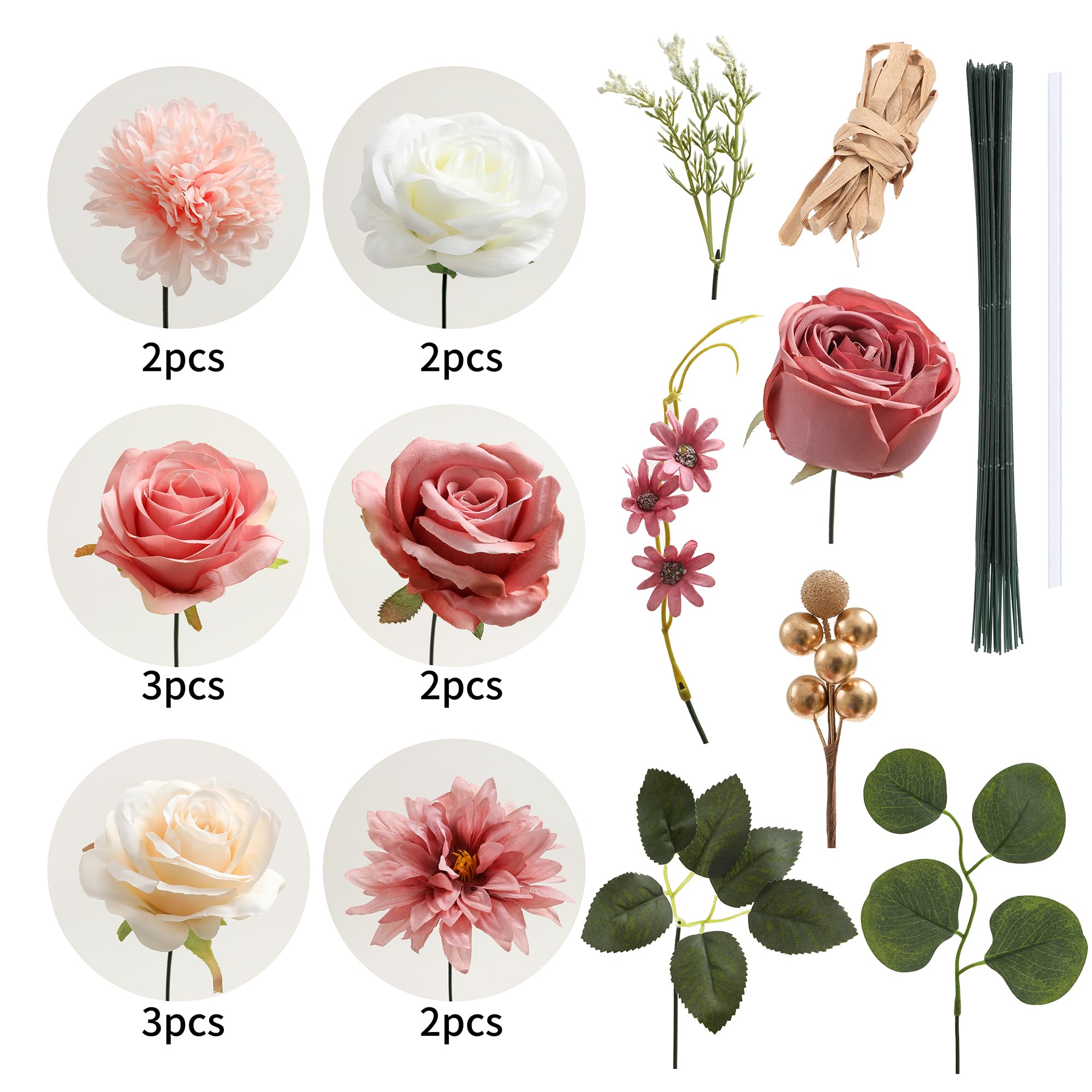 Künstliche Blumen-Kombination, künstliche Blumen für DIY-Tische, Tafelaufsätze, Babyparty, Brautparty, Hochzeit, Blumenstrauß, Arrangements, Party, Kerzenhalter, Kuchendekoration, Blume,