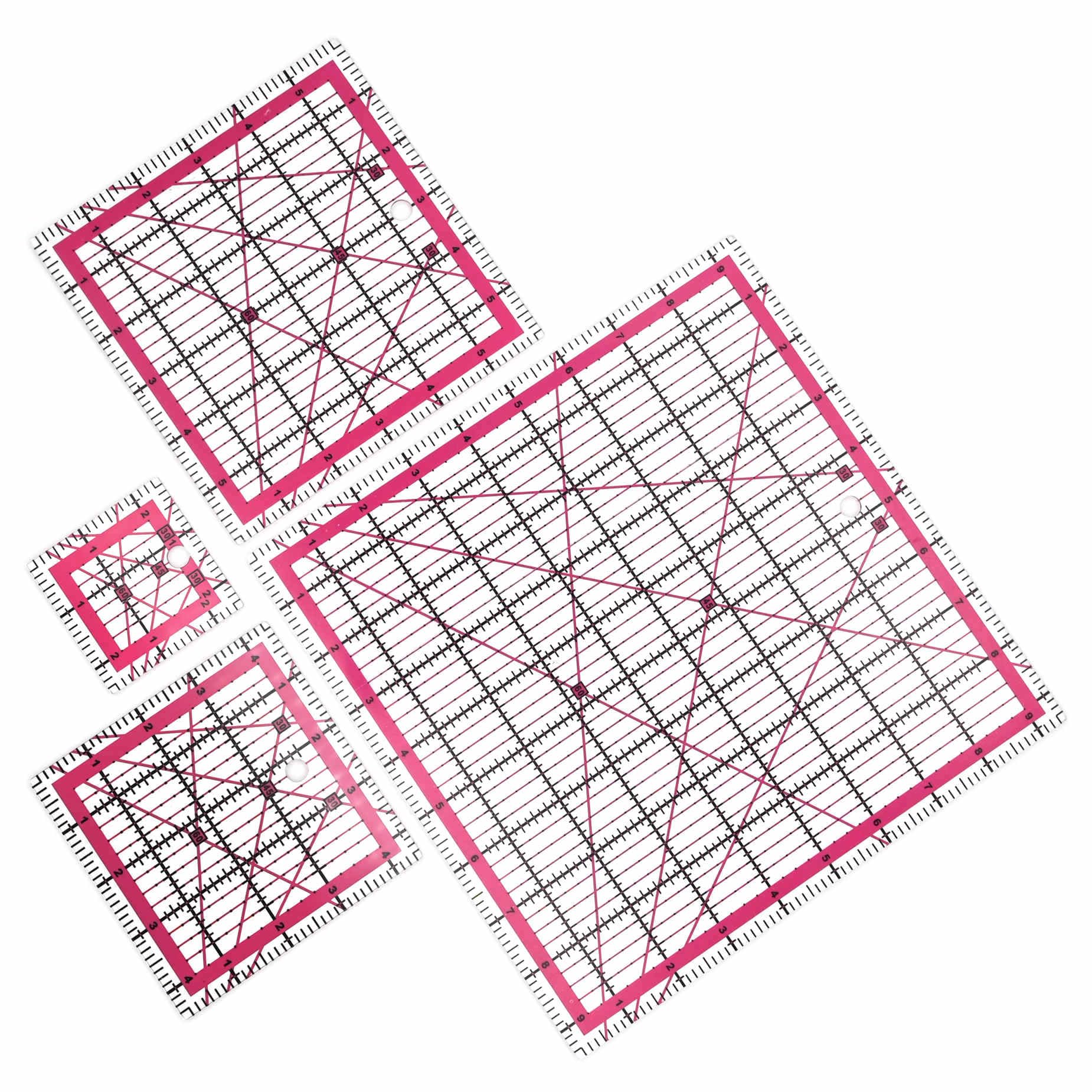 Quilting Rulers, Sewing Rulers, 4 Piece Quilting Square Templates(9.5"X9.5",6"X6",4.5"X4.5",2.5"X2.5")