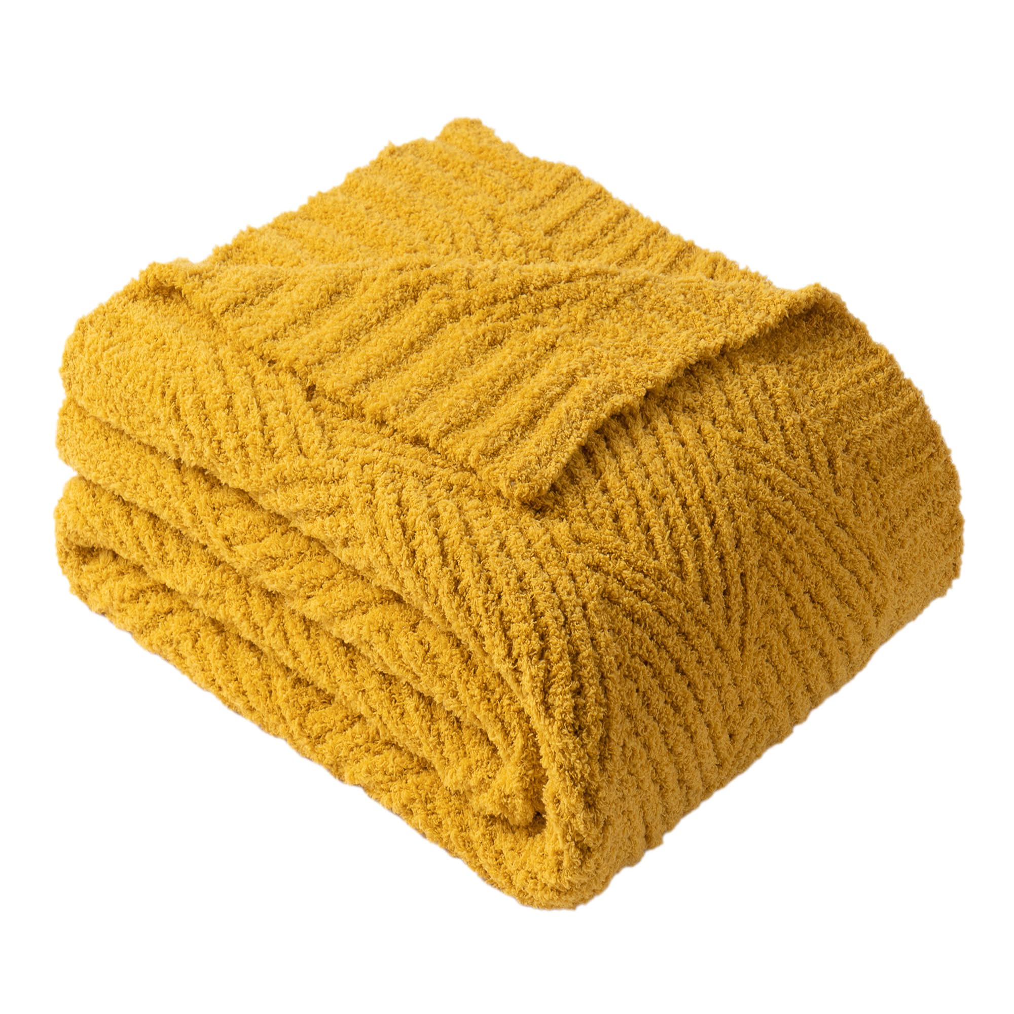 Battilo Yellow Throw Blanket for Sofa Bed, 125x150cm Fluffy Fleece Blankets