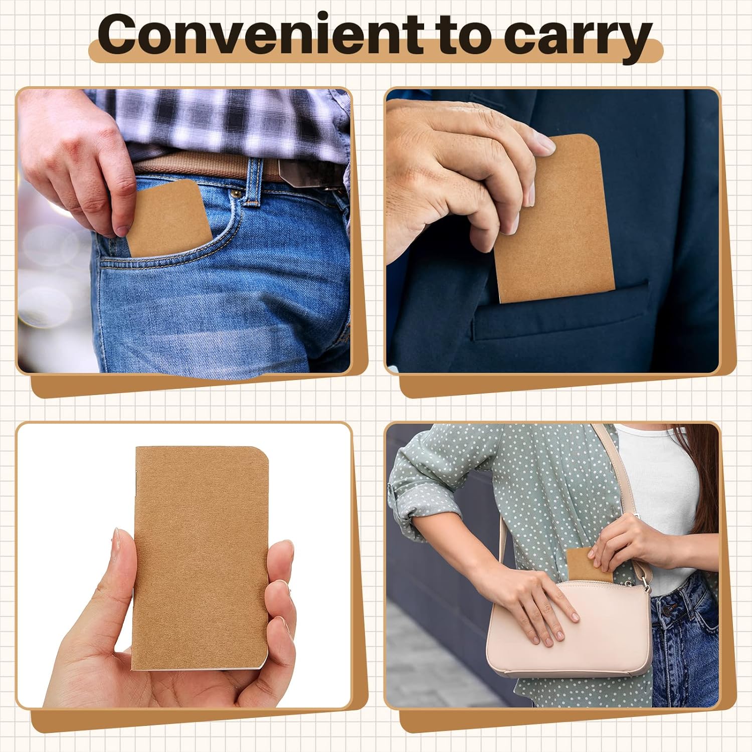 Outus 90 Pcs Mini Notebooks Bulk 4 x 2.5 Inch Small Lined Pocket Notepads Soft Cover Wallet Journal Notebooks Gifts for Students Teachers Classroom Party Prize School Supplies, 60 Pages(Brown)