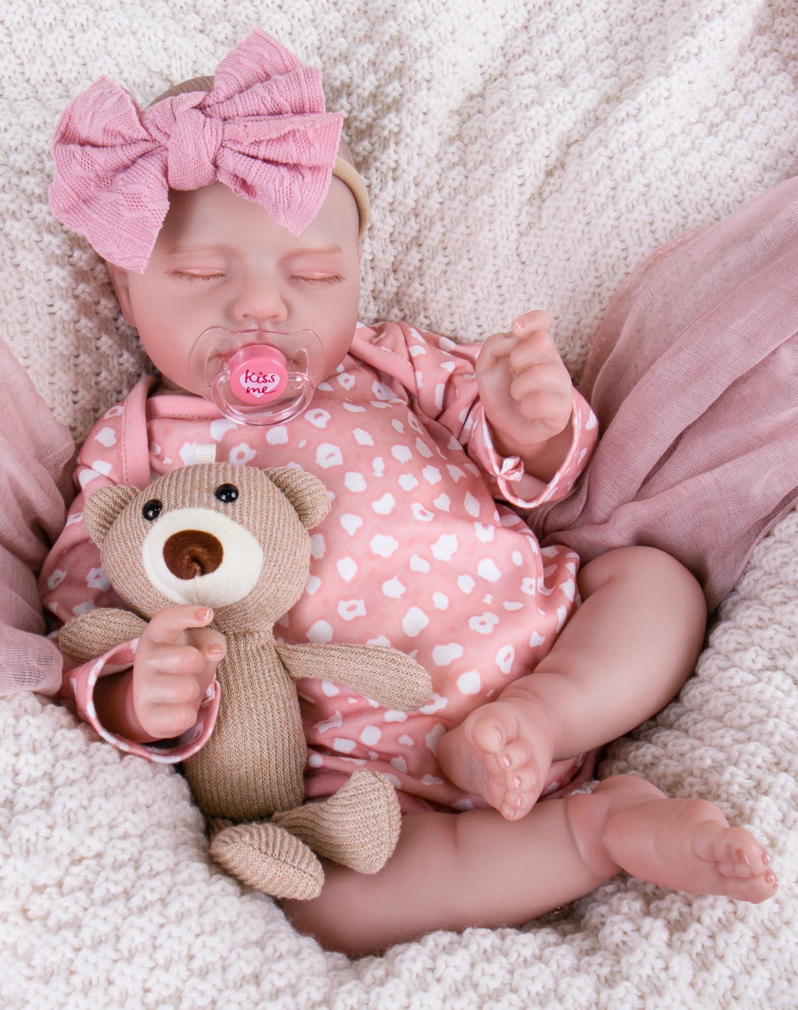 Aori Realistic Reborn Baby Doll - 20" Lifelike Newborn Girl with Weighted Cloth Body, Packed with Bottle, Pacifier & Outfit Set for Kids & Collectors