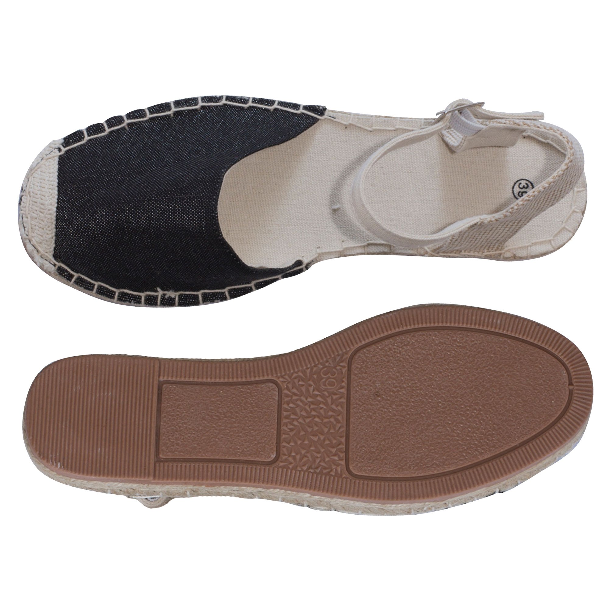 Japanwelt Espadrilles für Damen I Riemchen - Sommer-Latschen Espandrillos Damen-Slipper Sommerschuhe Leinenschuhe Spanisch Leinenschuhe Plateau Mokassin Espandrilles Schlüpfschuhe Halbschuhe