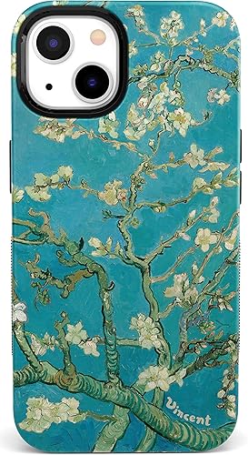 Casely Funda floral para iPhone 14 Blue Awakening Van Gogh Almond Blossom Compatible con MagSafe