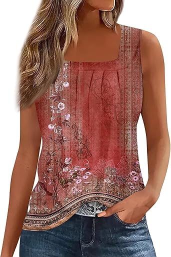 Spring Summer Plus Size Dressy Tank Tops for Women 2025 Womens Workout Floral Boho Beach Sleeveless Shirts Blouses