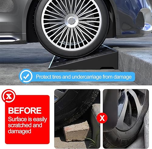 Miniatura 7 de RELIANCER 2 PCS Rubber Curb Ramps,5T Load Capacity Threshold Ramps for Loading Dock,Driveway Curb Ramp,Curbside Sidewalk Vehicle Ramp for Cars SUV