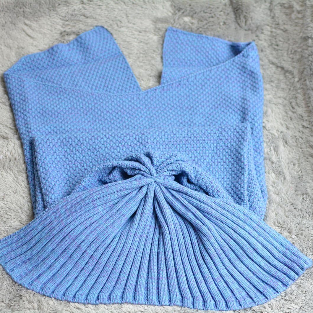 FADFAY Mermaid Tail Blanket Mermaid Blanket Knitting Pattern Blanket-Blue for Kids