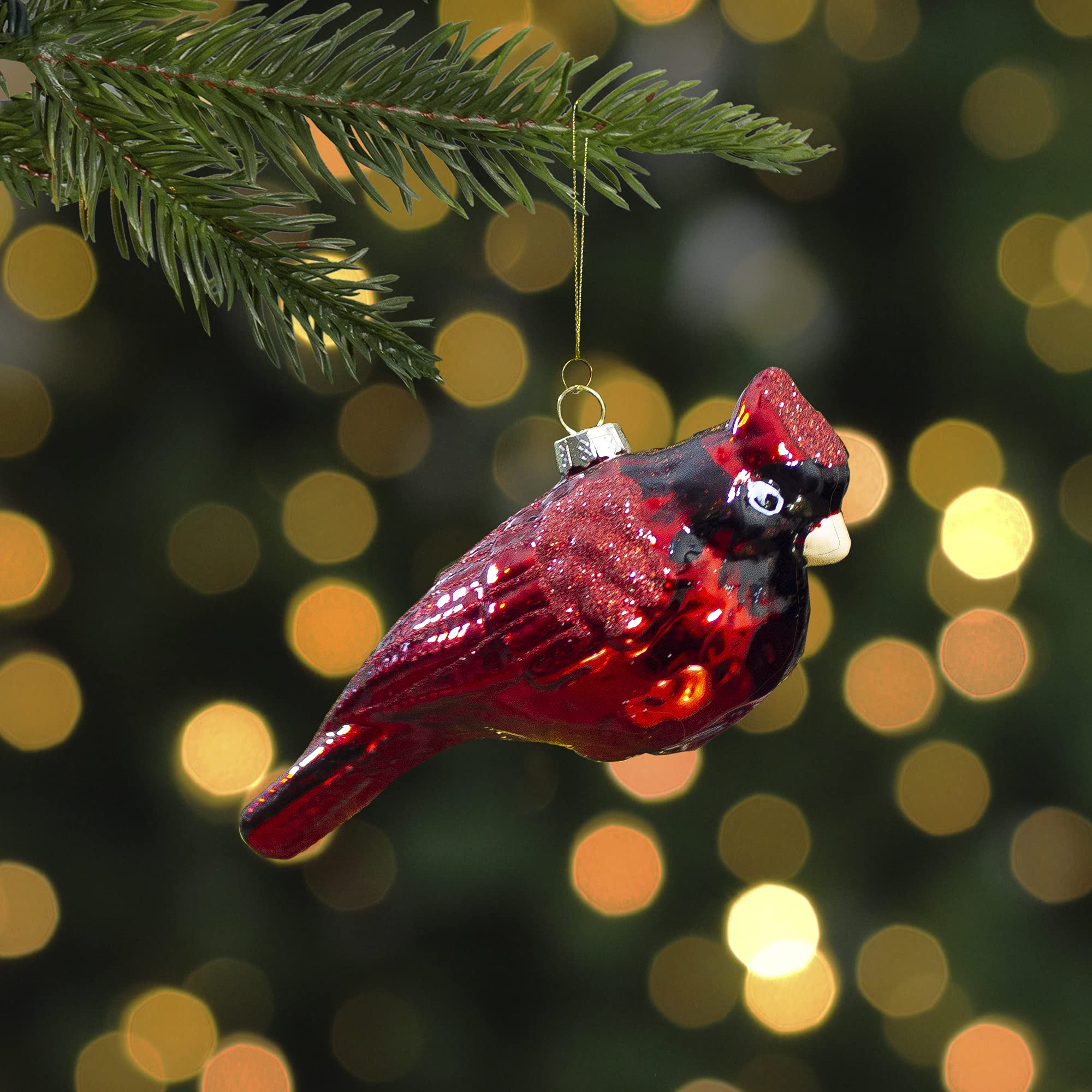 Northlight Glittered Cardinal Hanging Glass Christmas Ornament - 5.5