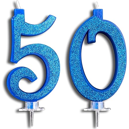 Party Co Bougies Pour Gateau 50 Ans Fete D Anniversaire Ou Anniversaire Ideales Pour Homme Et Femme 12 Cm Bleu Paillete Amazon Fr Cuisine Et Maison