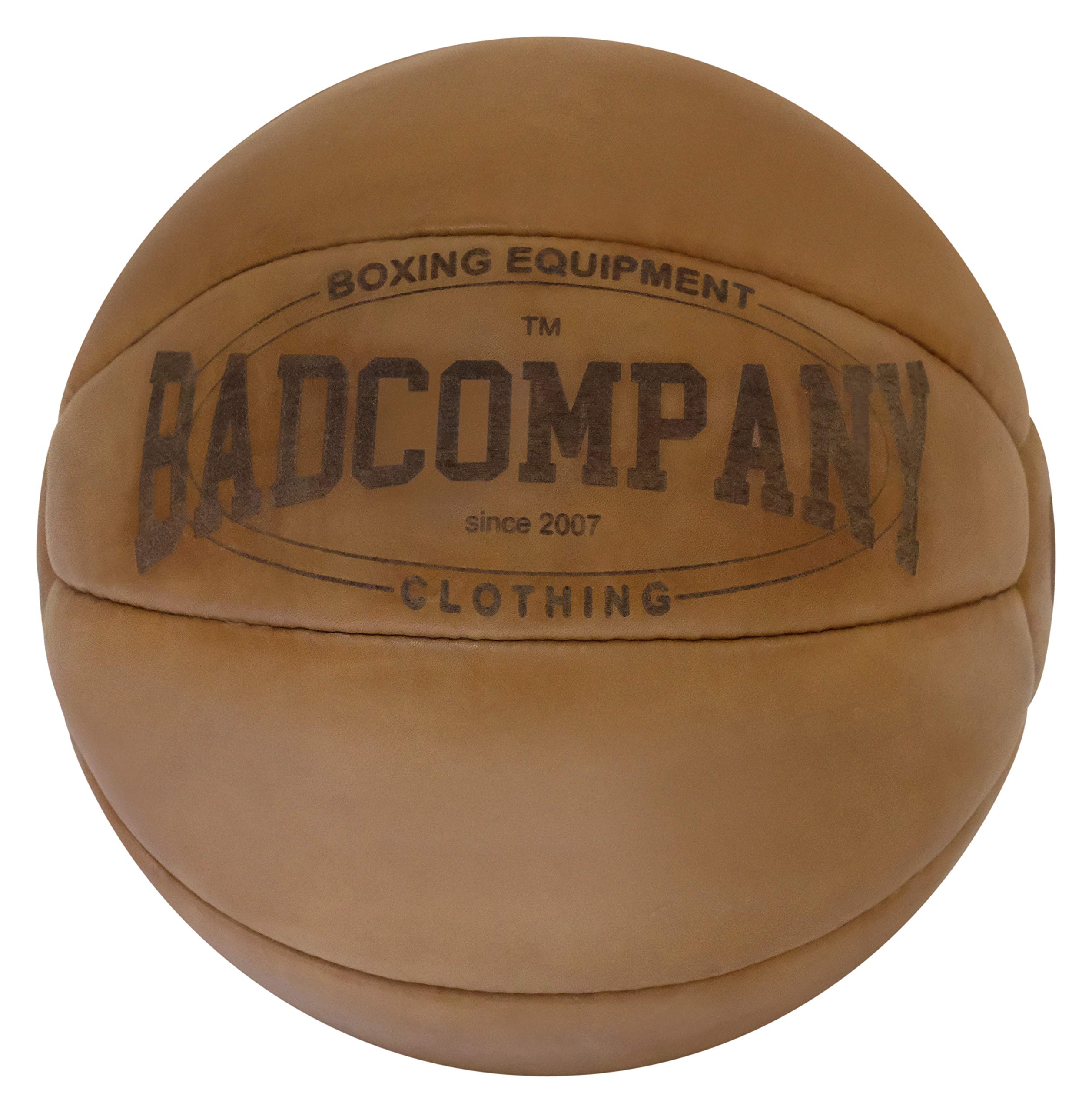 Bad Company Vintage Leder Medizinball in 10 Gewichtsstufen l Vollball aus hochwertigem Echtleder in braun oder schwarz I 1-10 kg