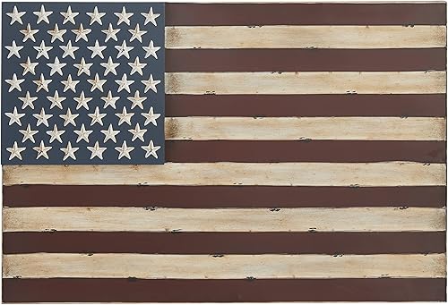 Miniatura 2 de Deco 79 Escultura de pared de metal con bandera estadounidense para el hogar, decoración de pared para interiores y exteriores, arte de pared 38 x 2