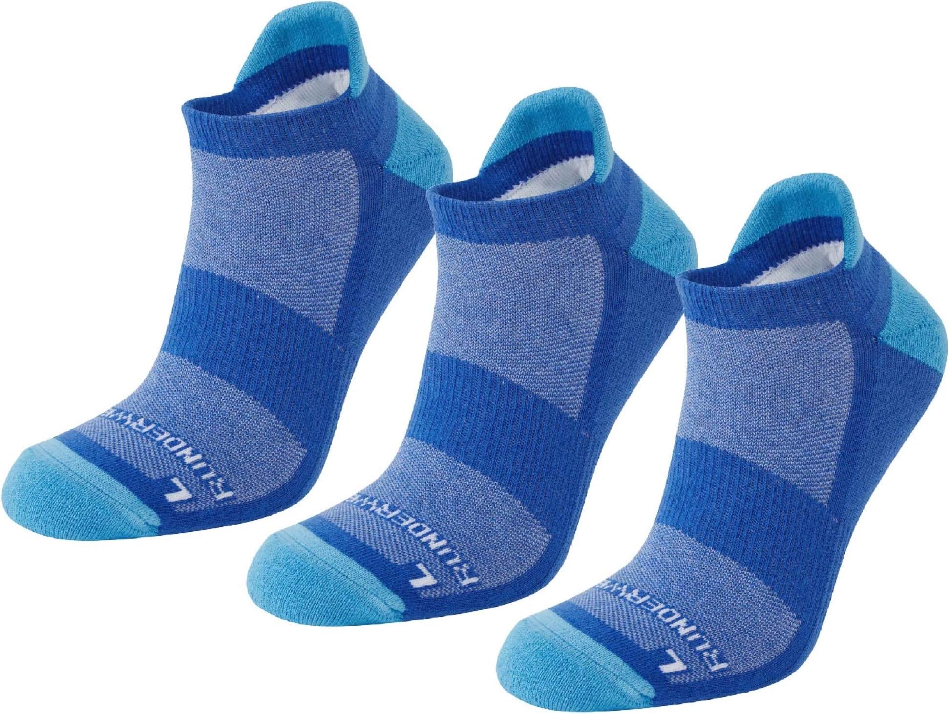 Runderwear Anti-Blister Running Socks - Low - Double-Layered, Performance Running Socks (Blue (3 Pairs), Small (UK 4-6))