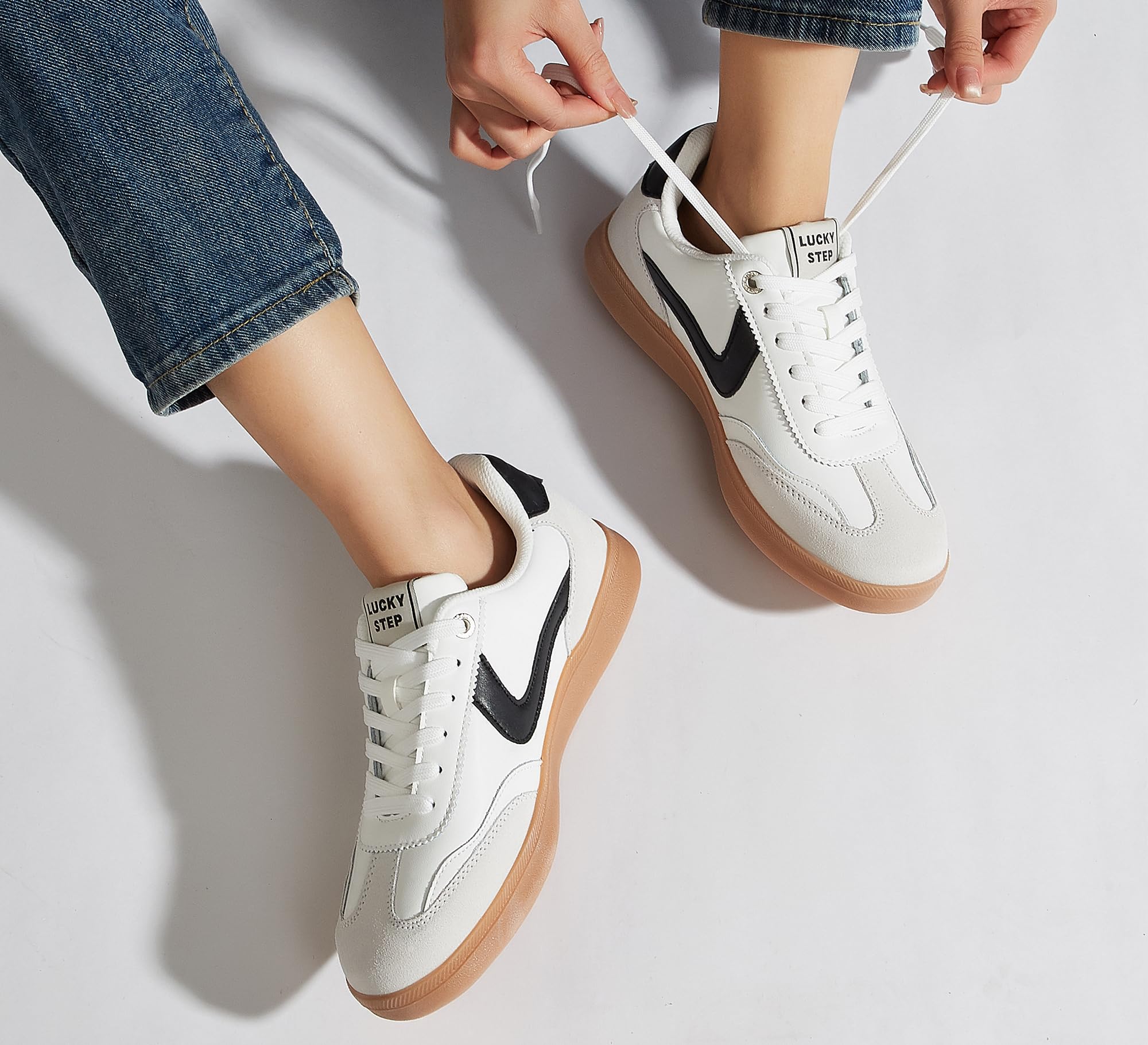 LUCKY STEP Sneakers retrò da Donna - Sneakers alla Moda Classiche, Antiscivolo e comode per Camminare e Pattinare | Scarpe da skate casual | Scarpe da passeggio con lacci antiscivolo