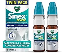 Vicks Sinex Severe Nasal Spray: Original Ultra Fine Mist, 12-Hour Decongestant for Allergy Sinus Congestion Relief, 265 Sprays (2 Pack)