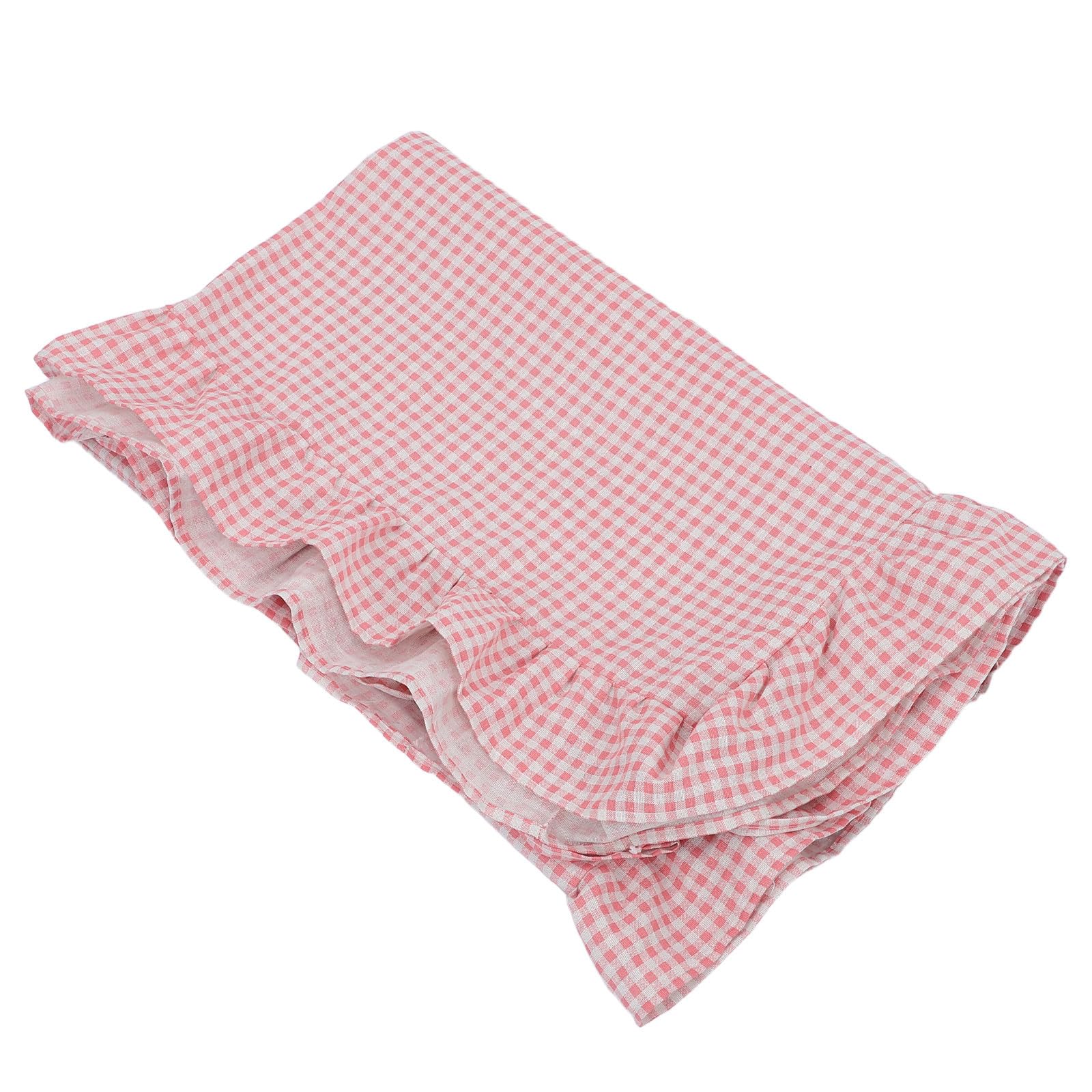 Nappe rectangulaire à rayures vintage polyester avec bord volant pour repas et goûters