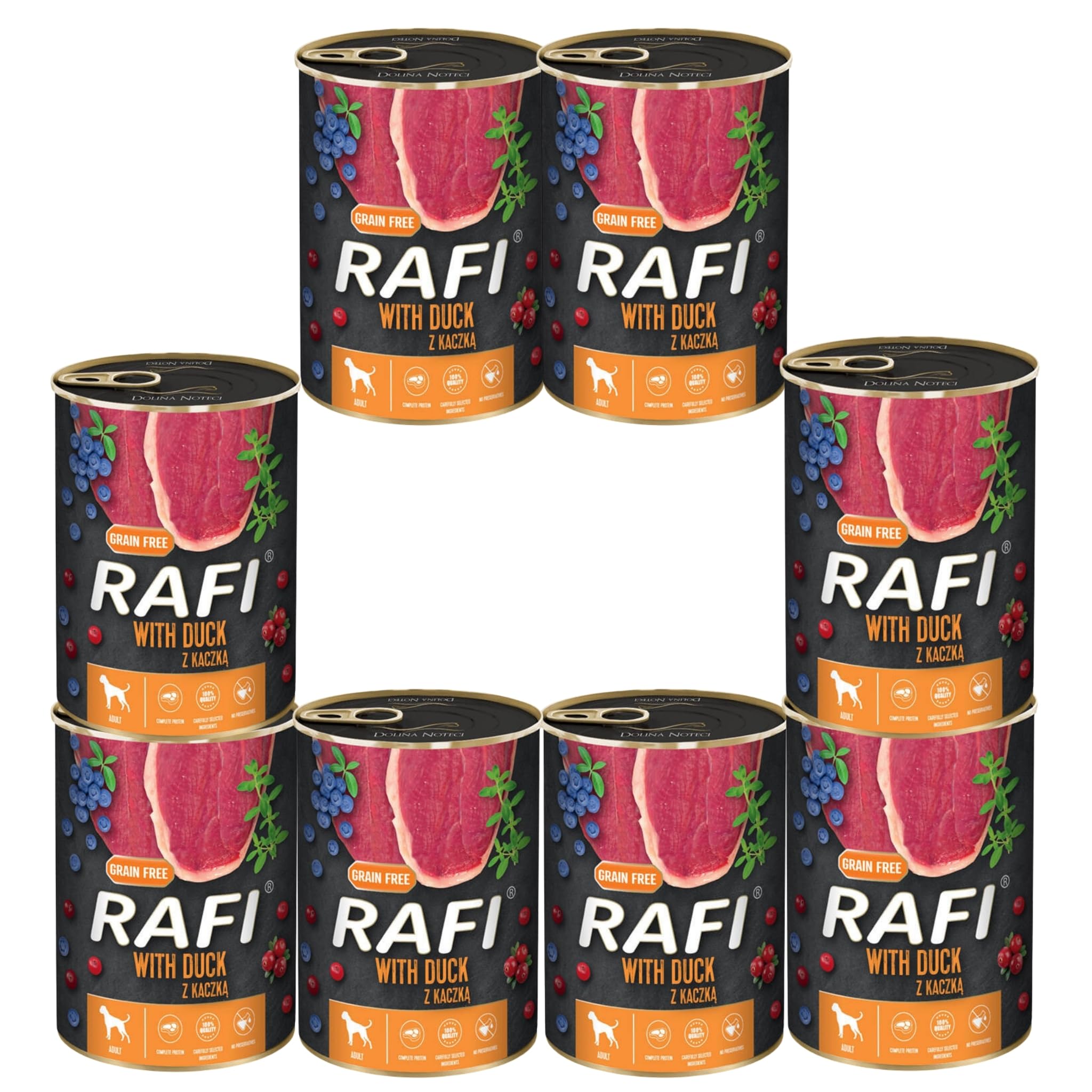 Rafi Complete Adult Wet Dog Food, Duck, 8 x 400g Cans