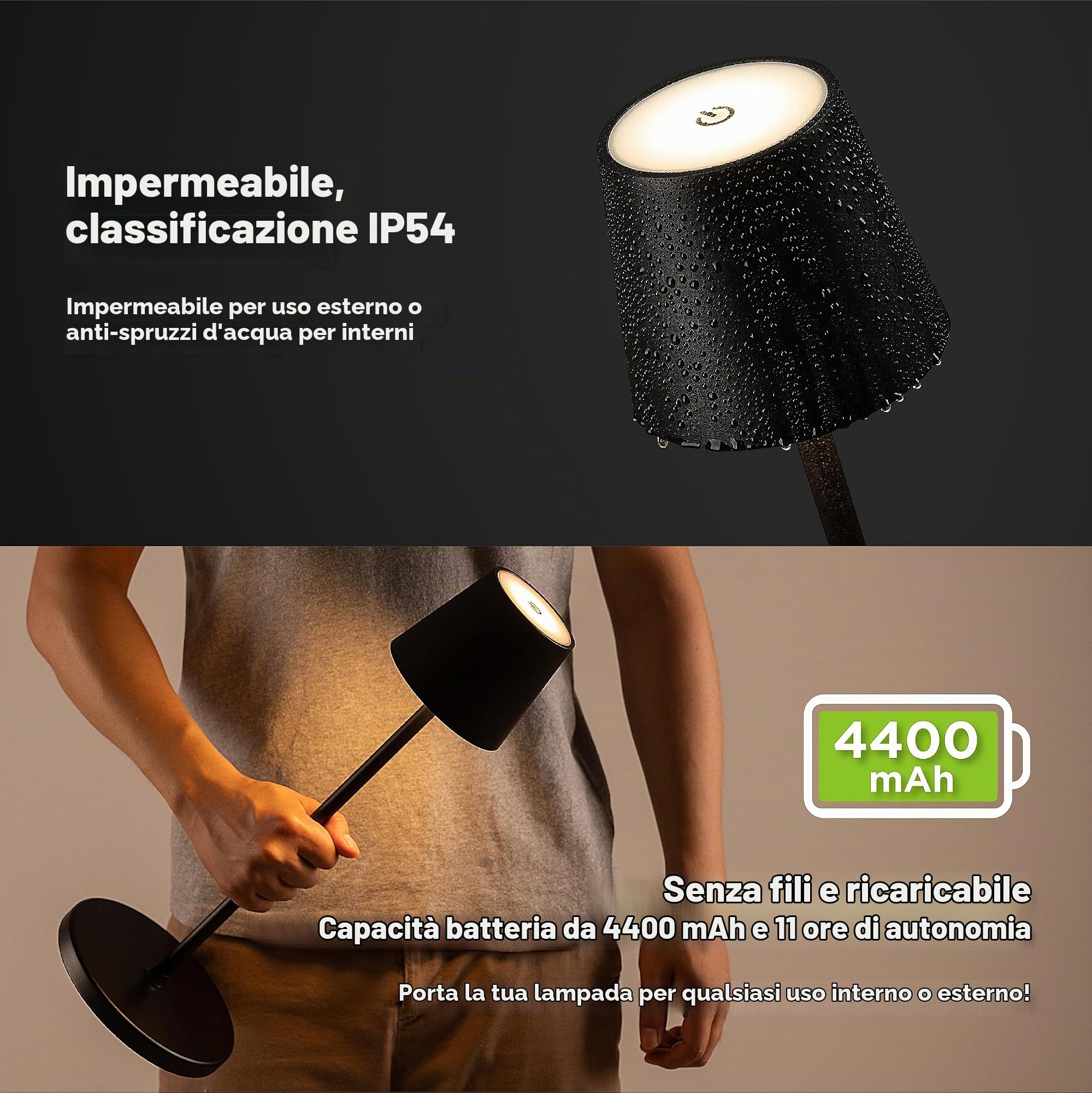 BestLuz lampada da terra cordless per esterno, ricaricabile a batteria dimmerabile, 133 cm 5X lampada in piedi ad altezza regolabile, impermeabile, lampada da tavolo, lampada da lettura per patio