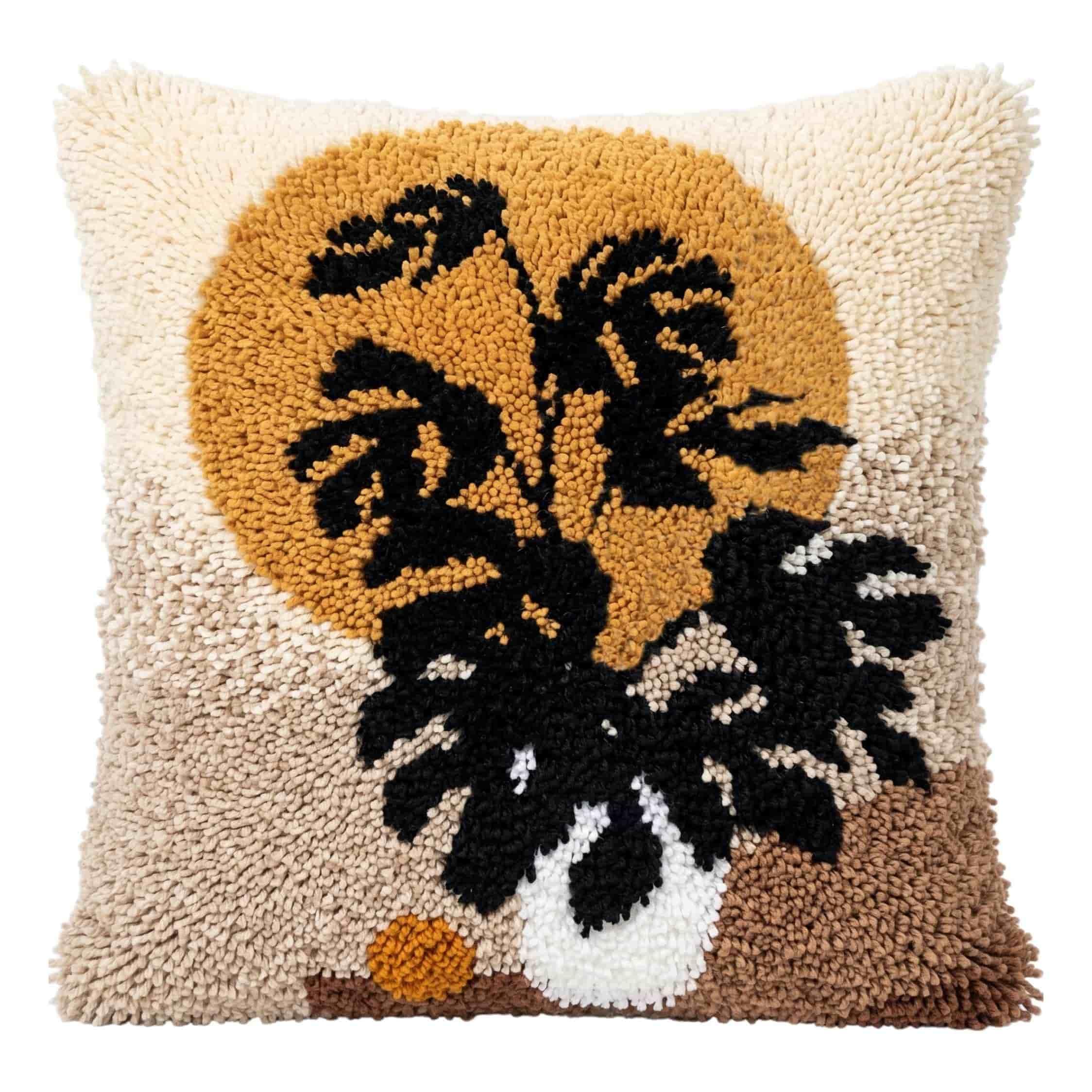 Axiangzik F Latch Hook Pillow Kit Boho Botanical 43X43cm