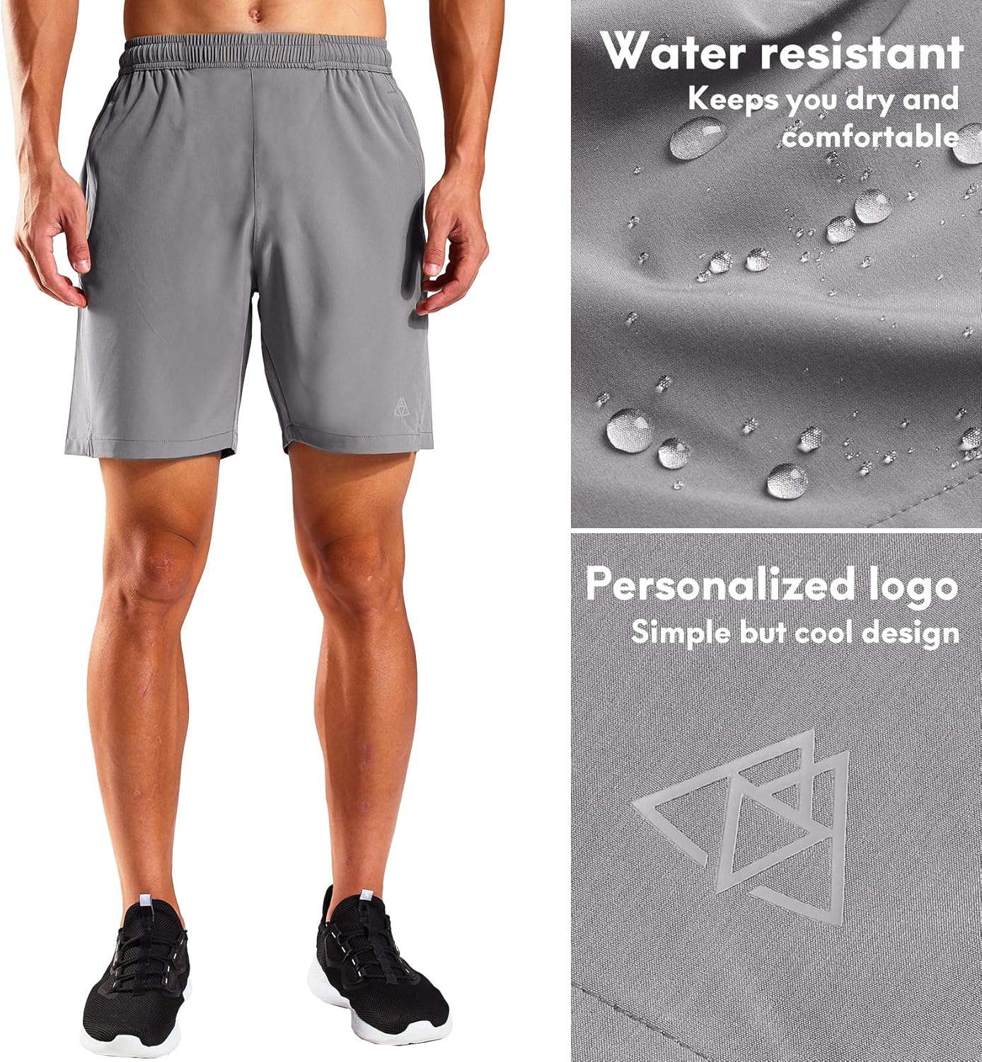 Haimont Men's 7 Inch Running Shorts, 4-Way Stretch Quick Dry Athletic Shorts, Lightweight Breathable with Zipper Pockets