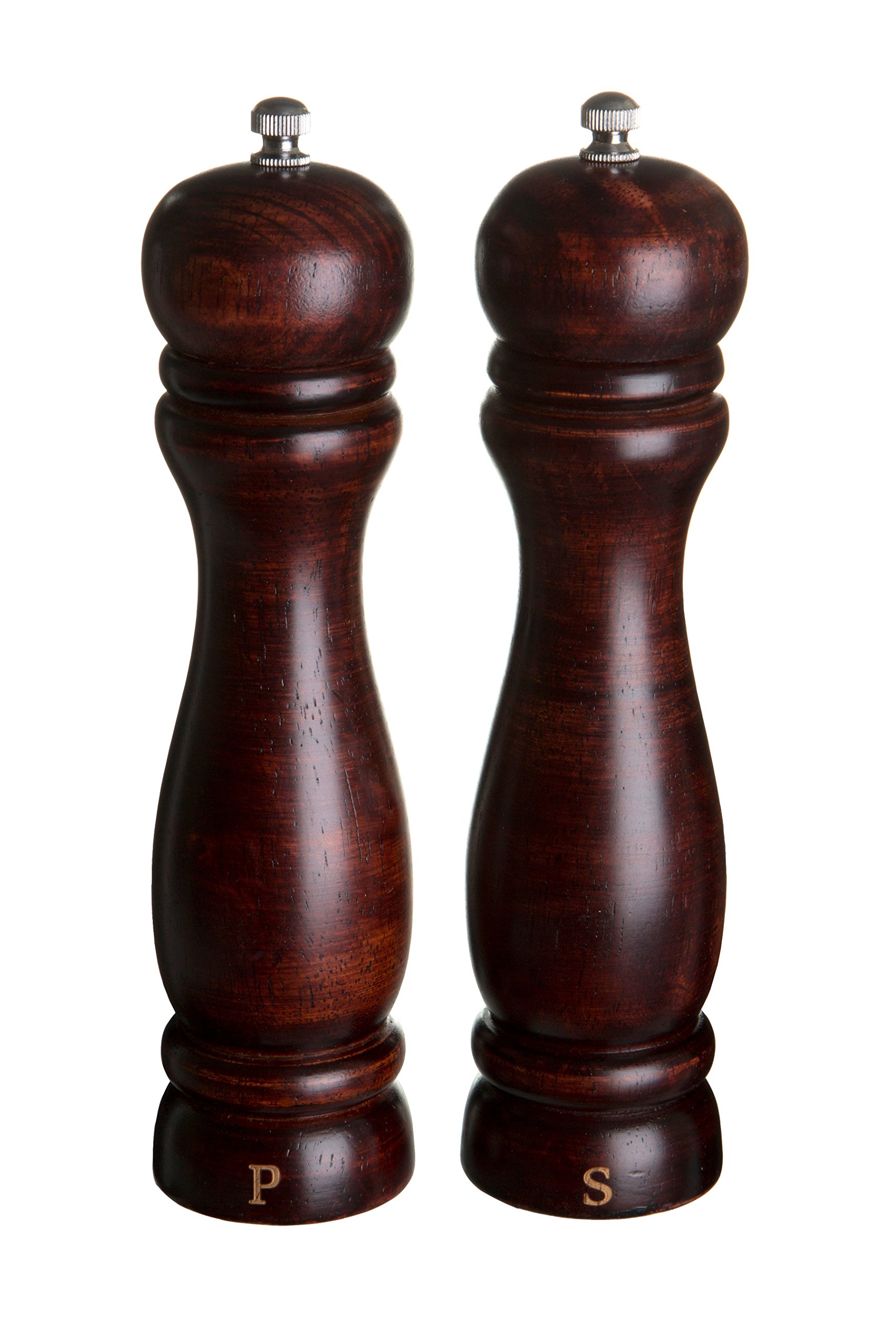 Premier Housewares Walnut Colour Rubberwood Salt And Pepper Mill Set - 20.3cm