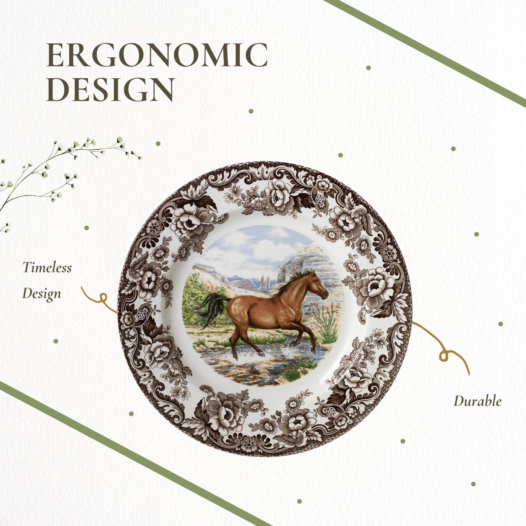 Amazon.com | Spode Woodland Dinner Plate, Horse | 10.5 Inch