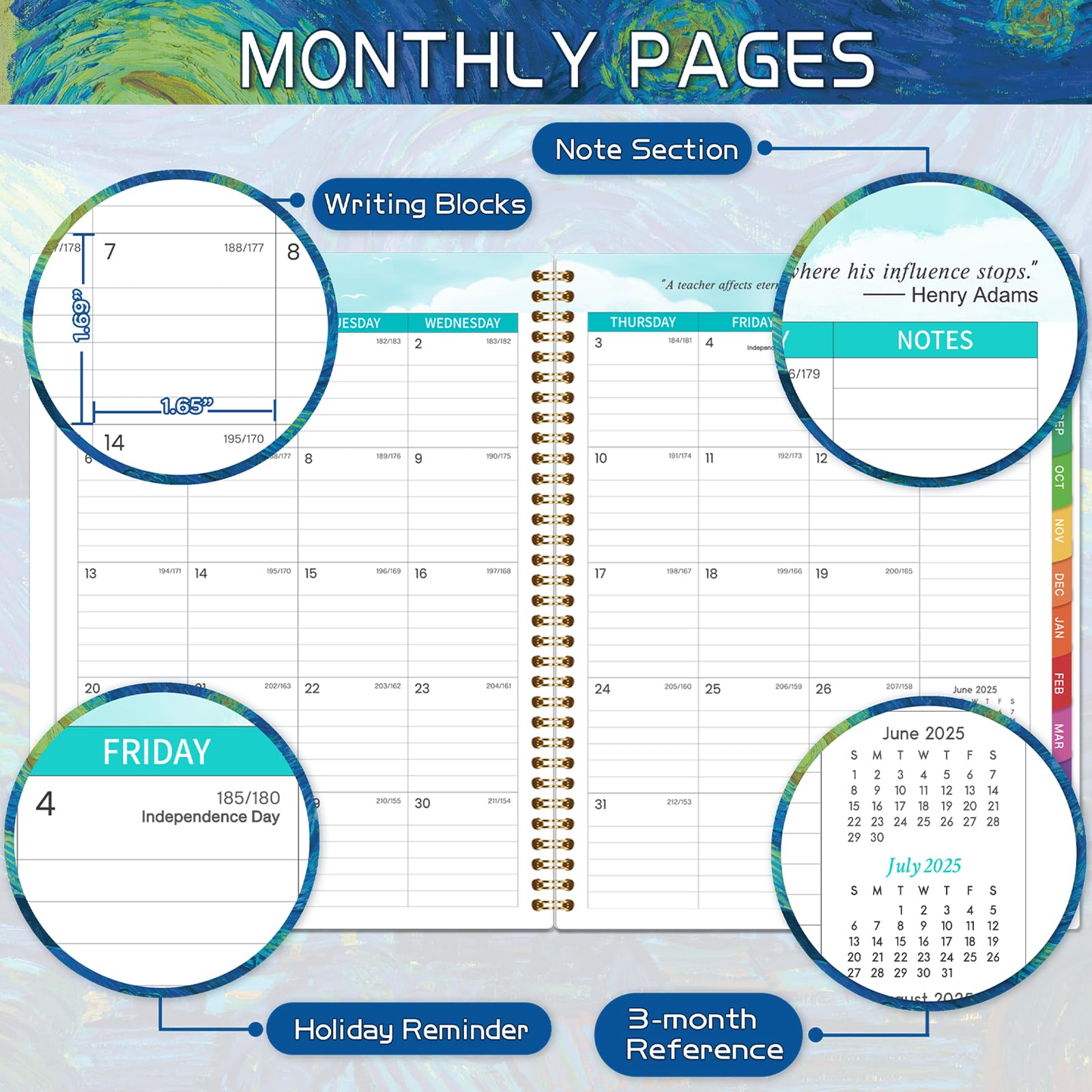 Teacher Planner 2025-2026 - Academic Planner 2025-2026 from July 2025 - June 2026, 8.5" x 11", Weekly & Monthly Lesson Plan Book, Helps Better Teaching - Image 3