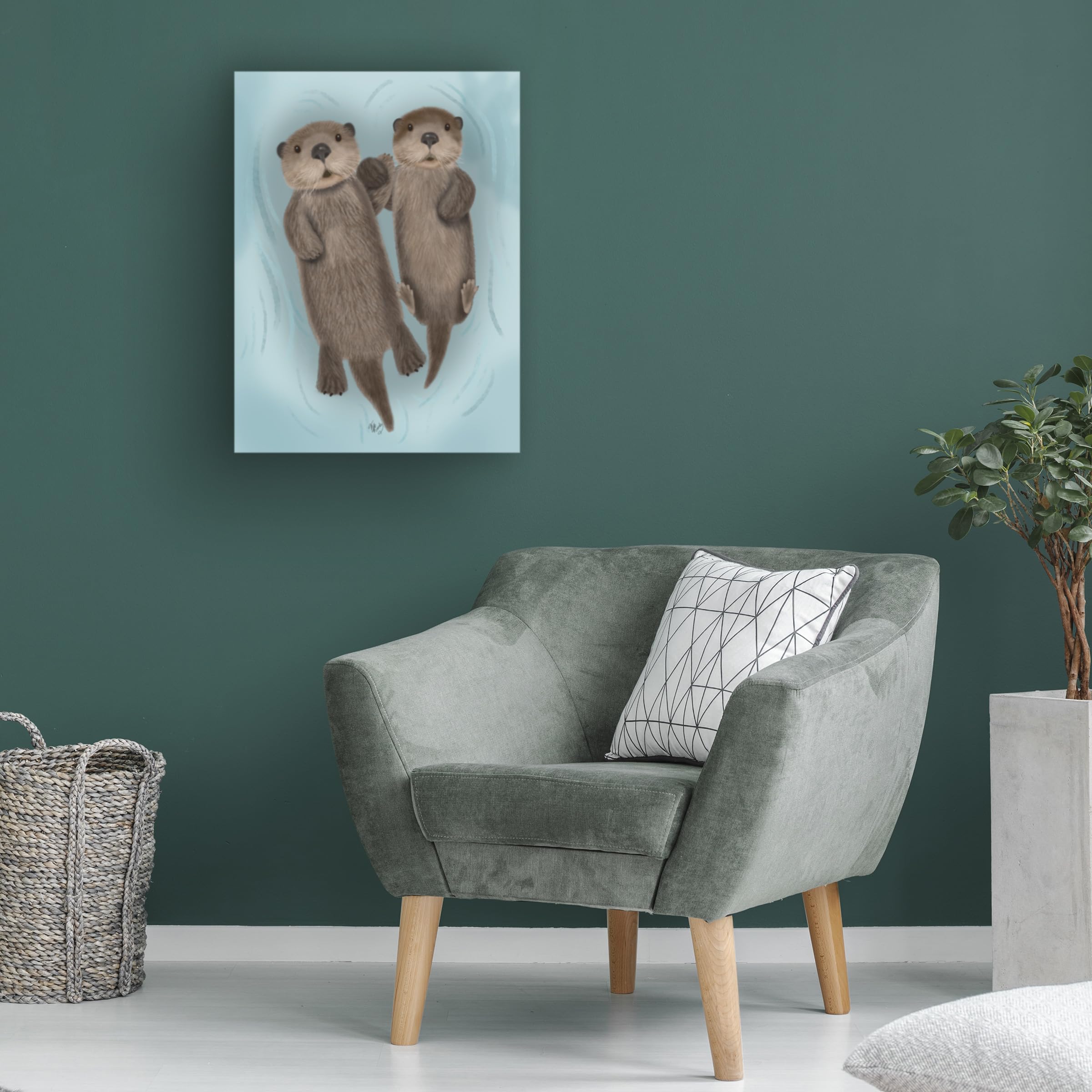 Amazon.co.jp: 商標ファインアート、24x32 手をつないでいるカワウソ