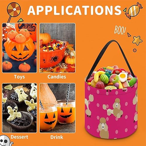 Miniatura 3 de Caniche Dog Halloween Trick or Treat Party Favor Bolsas de mano Cesta de caramelo Reutilizable Cubo Portátil